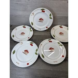 Vintage JOHNSON BROTHERS England Cerise 10-1/8” Dinner Plates ~Set Of 5